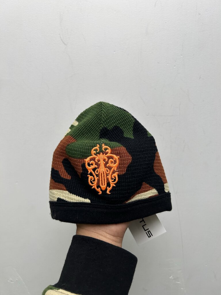 Preowned Chrome Hearts Camo Orange Matty Boy Skull Cap