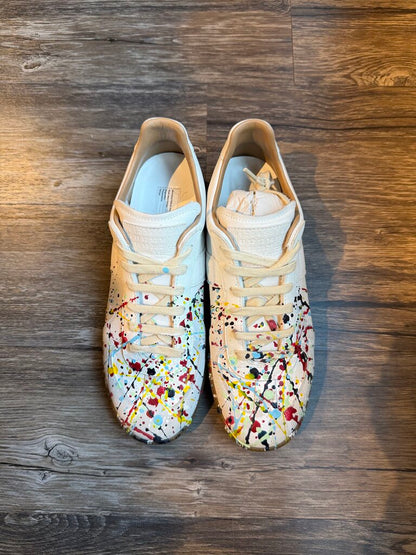 Preowned Margiela Gat White Paint Splatter Size 41.5