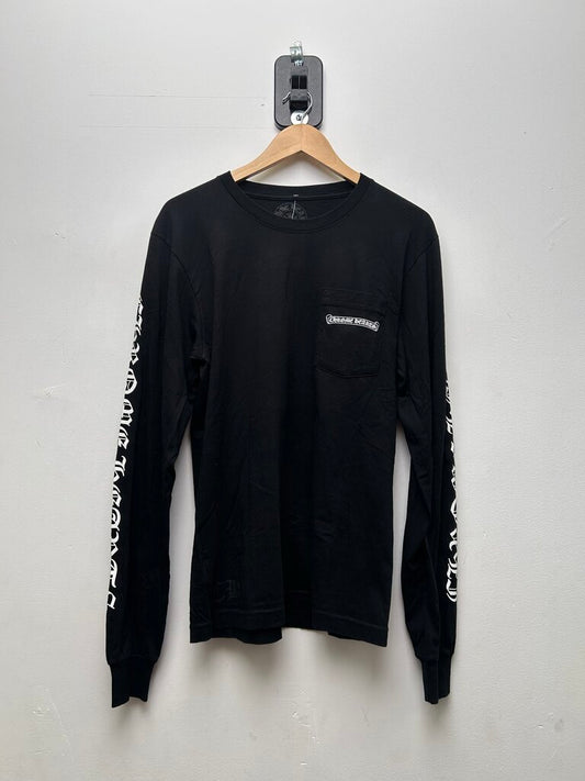 New Chrome Hearts Back White Scroll Arm Spellout Long Sleeve Sz.Medium