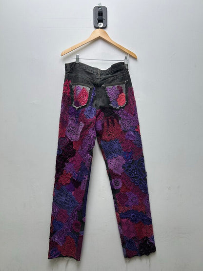 New Earthling Purple/Pink Paisley Denim Pants size 32