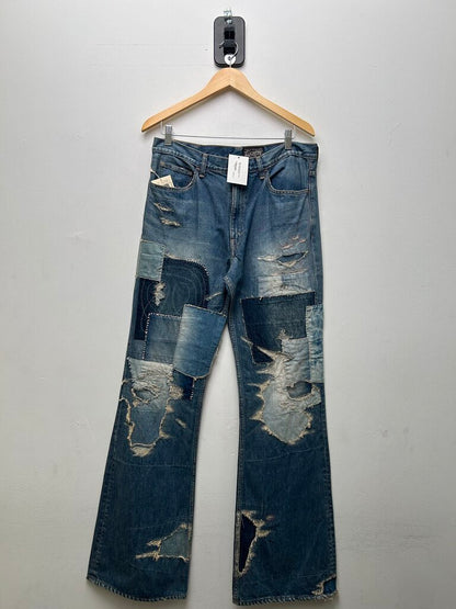 New Kapital Distressed Patch Denim Jeans size 36