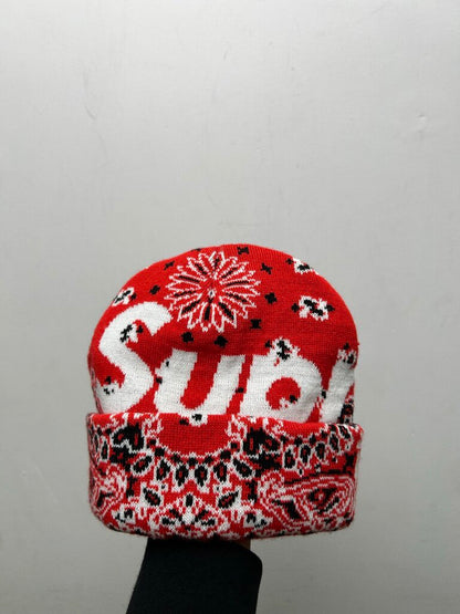 Preowned Supreme Red Bandana Beanie