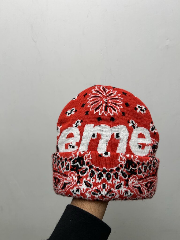 Preowned Supreme Red Bandana Beanie