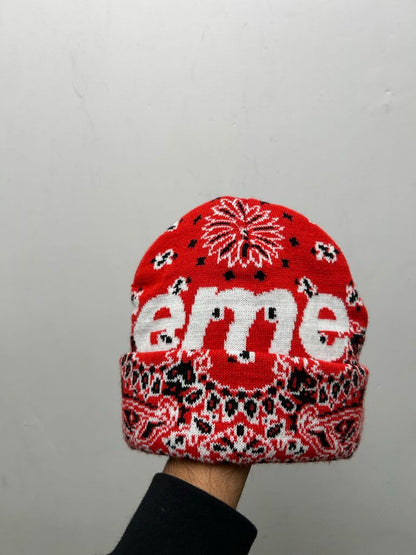 Preowned Supreme Red Bandana Beanie