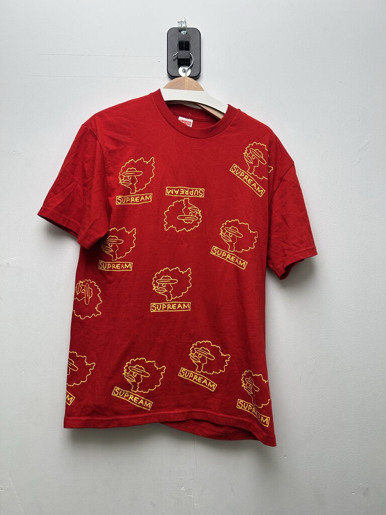 Preowned Supreme Red Yellow Gonz Logo Tee Sz.Medium