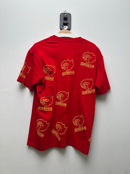 Preowned Supreme Red Yellow Gonz Logo Tee Sz.Medium