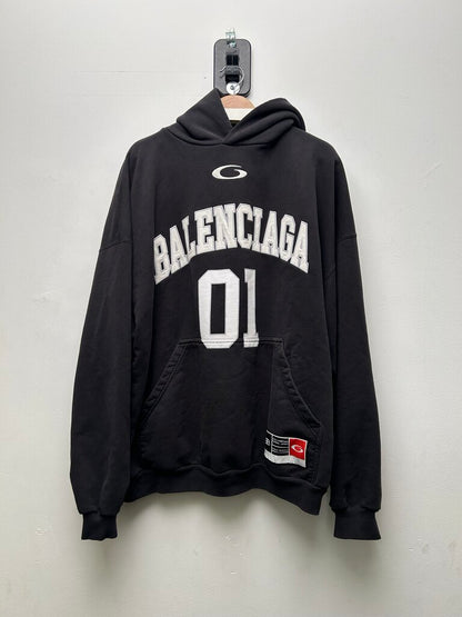 Preowned Balenciaga Black Jersey 10 Hoodie Size XS