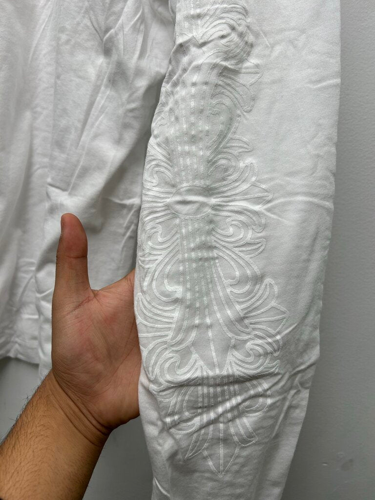 New Chrome Hearts White On White Fluer Long Sleeve Sz.Large