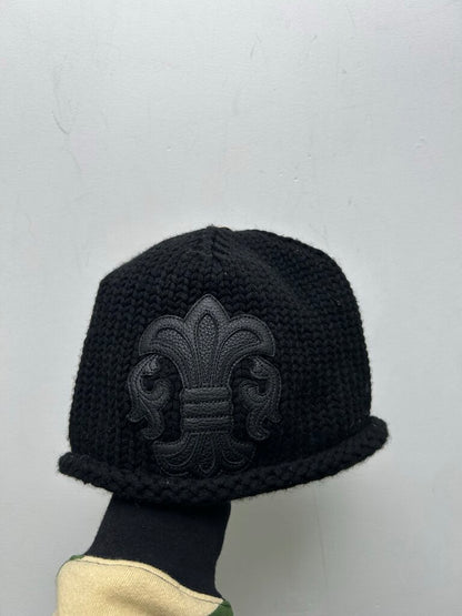 Chrome Hearts Black Fleur Patch Knit Beanie