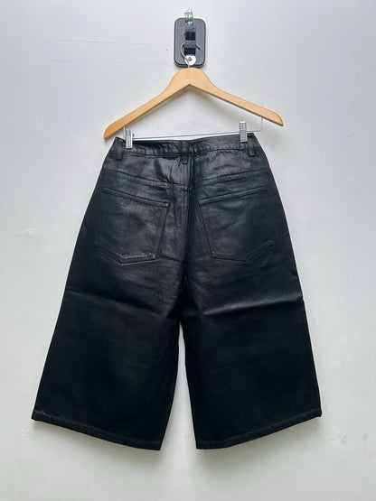 New Faciane Onyx Black 3/4 Wax Denim Shorts sz.30
