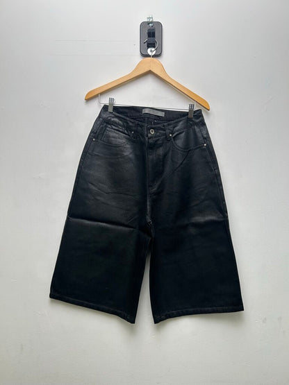 New Faciane Onyx Black 3/4 Wax Denim Shorts sz.36
