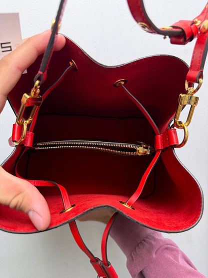 Preowned Louis Vuitton Brown Monogram Red NeoNoe Bucket Bag