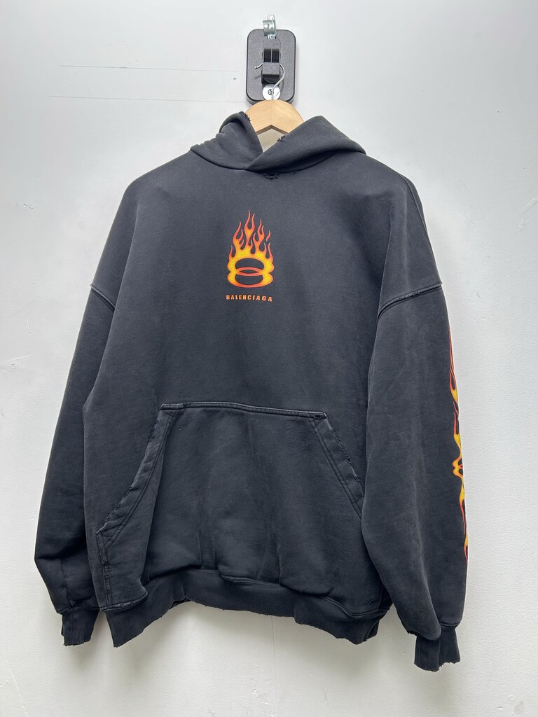 Preowned Balenciaga Unity Flame Logo Hoodie sz.1