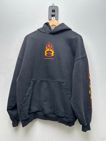 Preowned Balenciaga Unity Flame Logo Hoodie sz.1