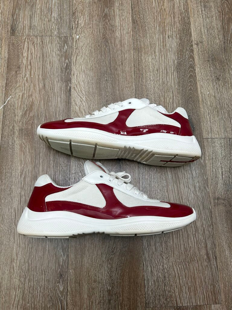 Preowned Prada Americas Cups Red White Size 12 (13)
