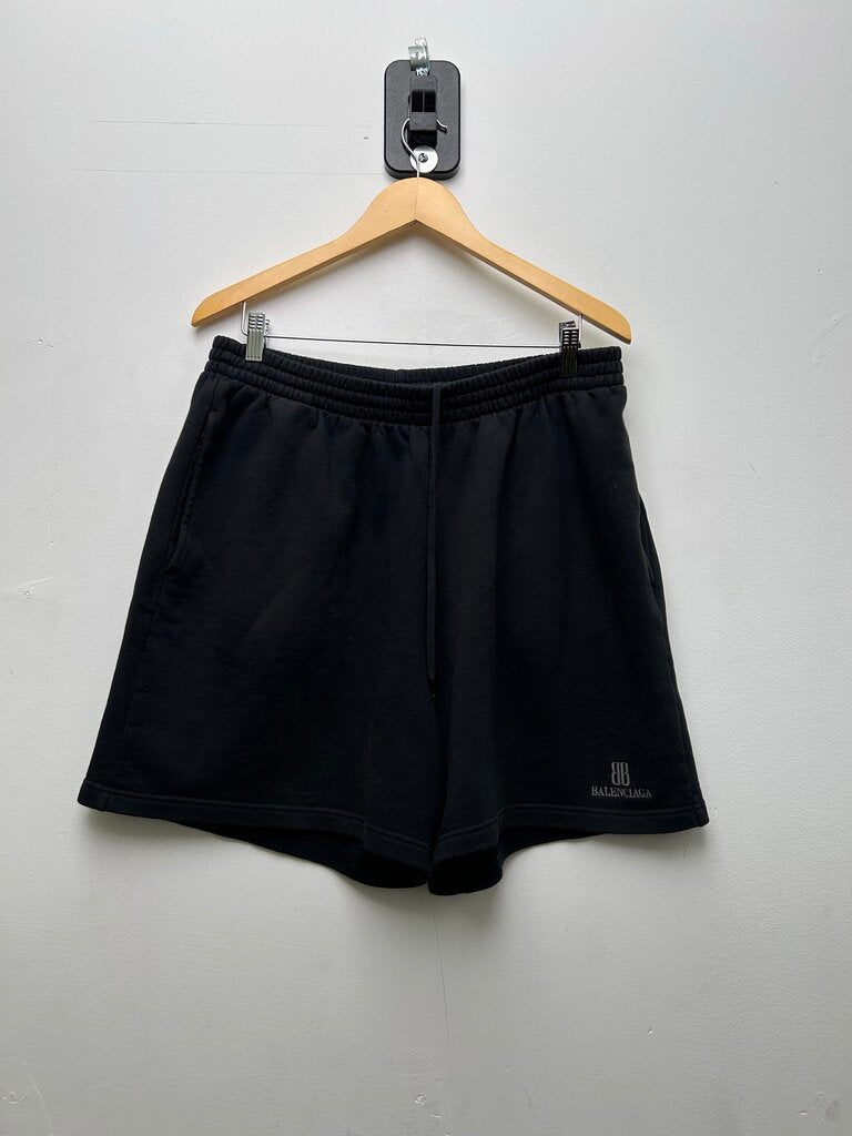 Preowned Balenciaga BB Black Grey Shorts Size Medium