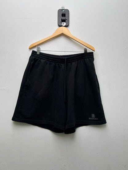 Preowned Balenciaga BB Black Grey Shorts Size Medium