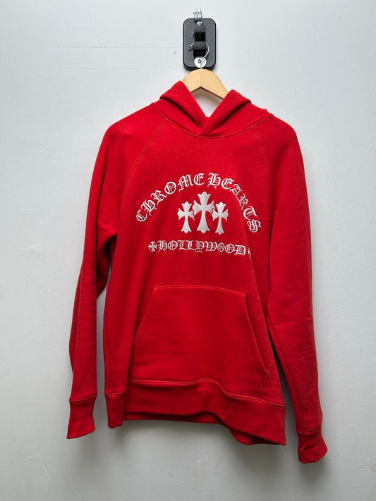 Preowned Chrome Hearts Red Cemetery Logo Cashmere Hoodie sz.M