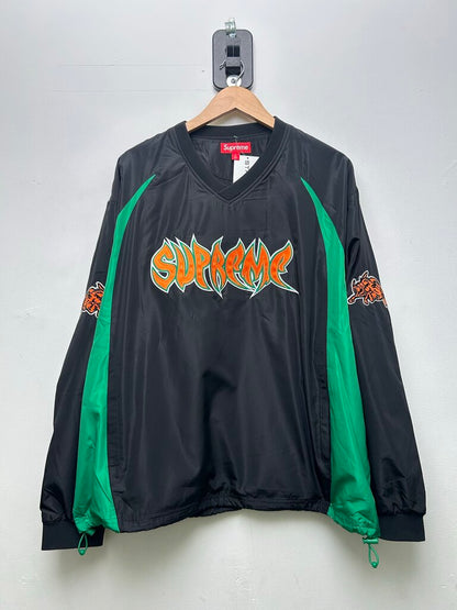 New Supreme Black Orange Green Logo Pullover Sz.Large