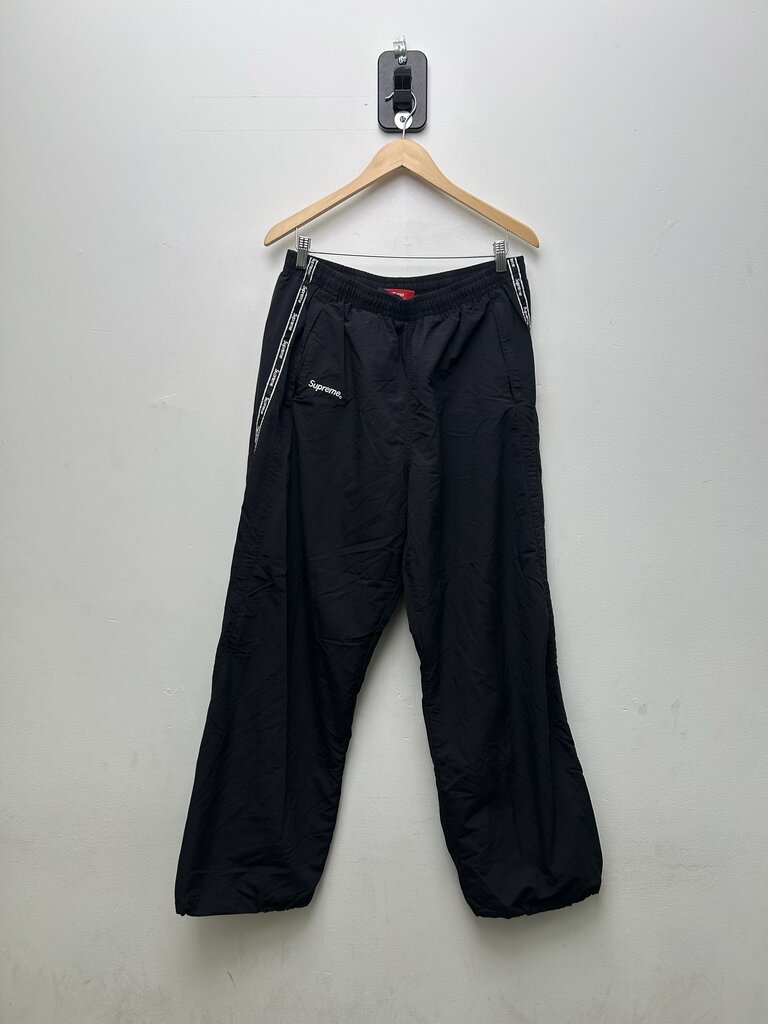 Preowned Supreme Black White Tape Logo Trackpants Sz.XL