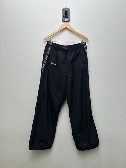 Preowned Supreme Black White Tape Logo Trackpants Sz.XL