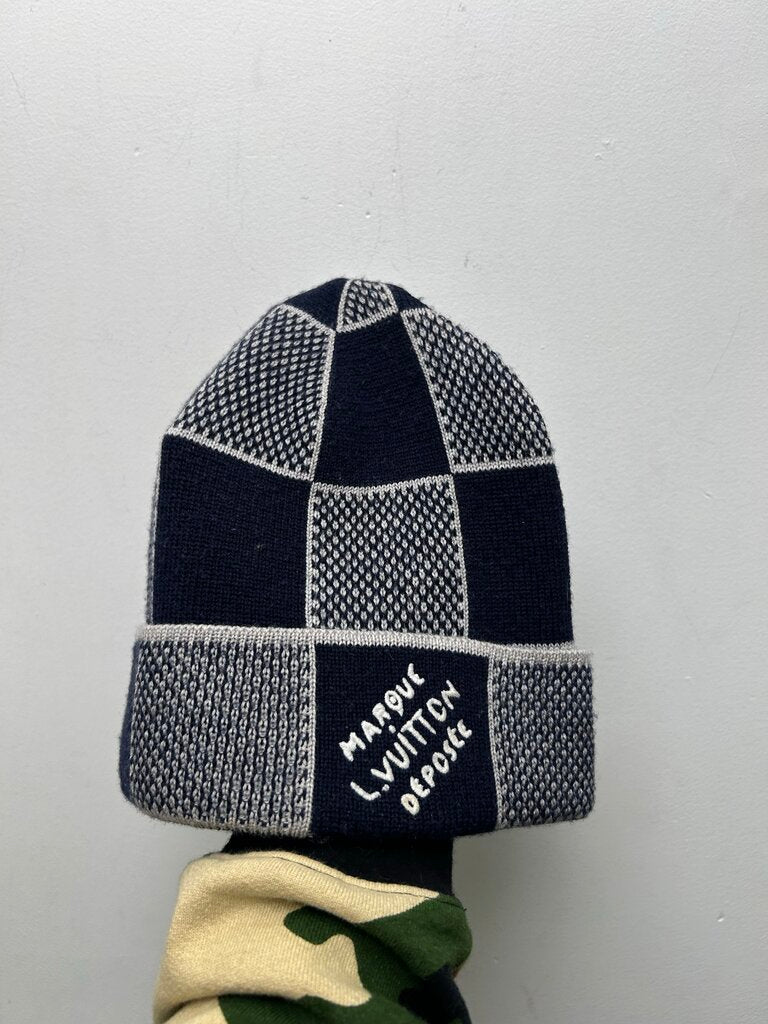 Preowned Louis Vuitton navy Damier Beanie