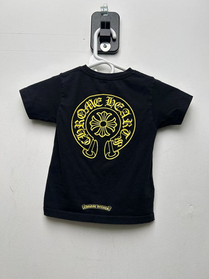 Preowned Chrome Hearts Yellow Horseshoe Black Tee sz.2T