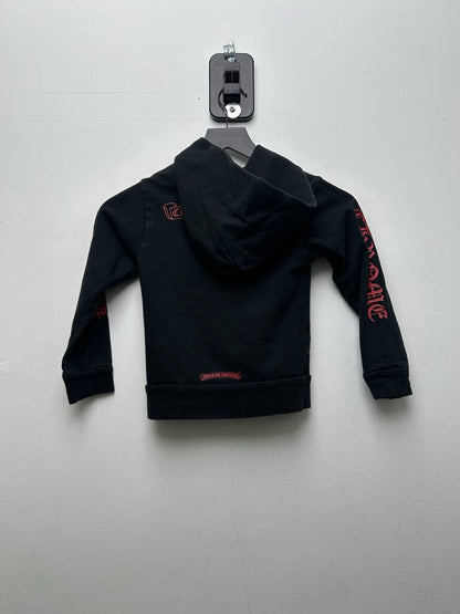 Preowned Chrome Hearts Red Scroll Black Zip Hoodie sz.8y