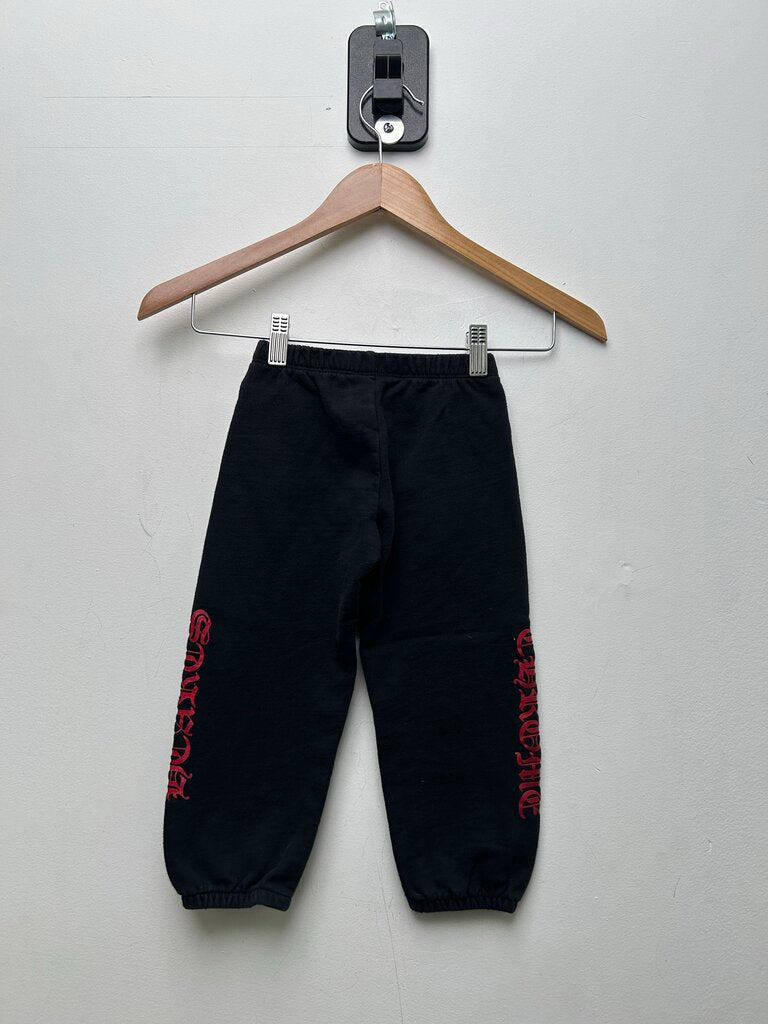 Preowned Chrome Hearts Red Scroll Black Sweatpants sz.6y