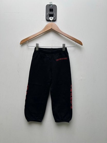 Preowned Chrome Hearts Red Scroll Black Sweatpants sz.6y