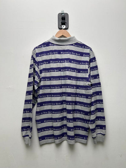 New Supreme Grey Purple NY Polo Sz.Medium