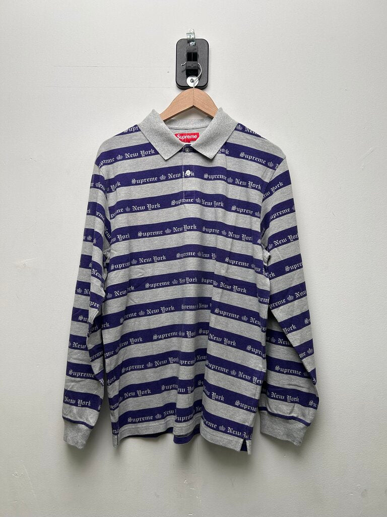 New Supreme Grey Purple NY Polo Sz.Medium