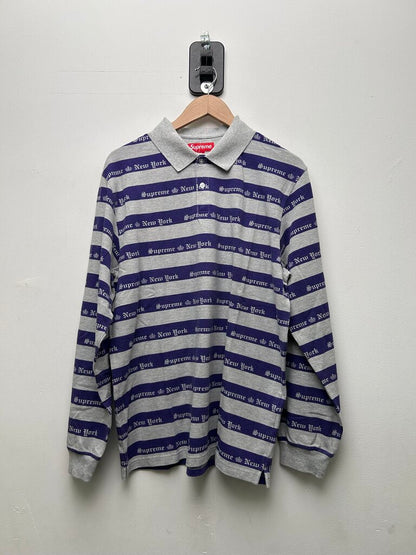 New Supreme Grey Purple NY Polo Sz.Medium