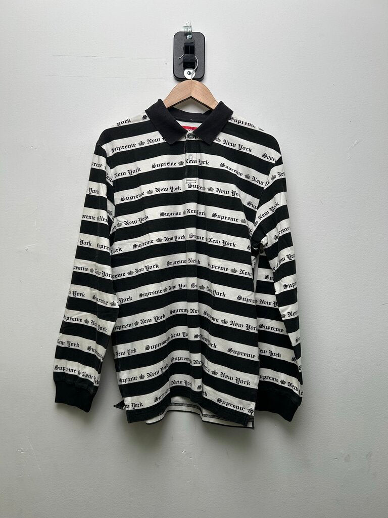 New Supreme White Black Polo Sz.Medium