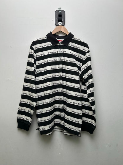 New Supreme White Black Polo Sz.Medium