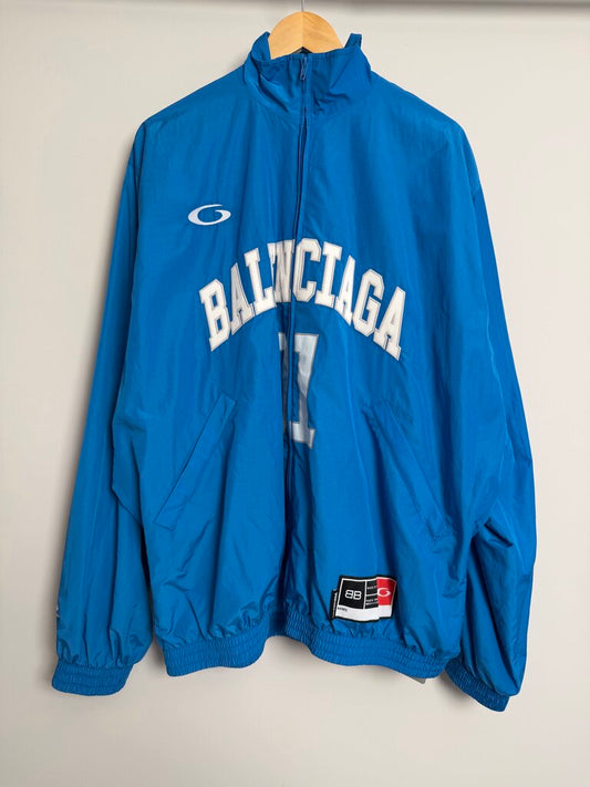 New Balenciaga Teal Jersey Logo Track Jacket Sz. 2XL