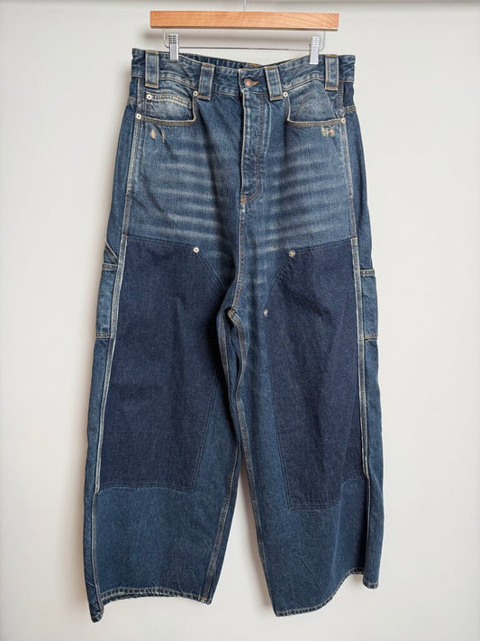 New Balenciaga Indigo Double Knee Pants Sz. S (Fits 32-34)