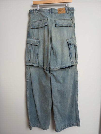 New Balenciaga Multi Pocket ZIp Lightwash Cargo Pants Sz. S (Fits 32-34)