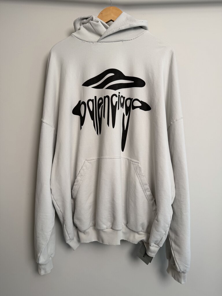 New Balenciaga 3B White Logo Hoodie Sz. S (Fits XL-2XL)