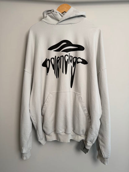 New Balenciaga 3B White Logo Hoodie Sz. S (Fits XL-2XL)