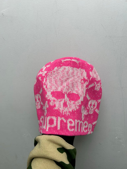 New Supreme Vanson Pink Skull Beanie