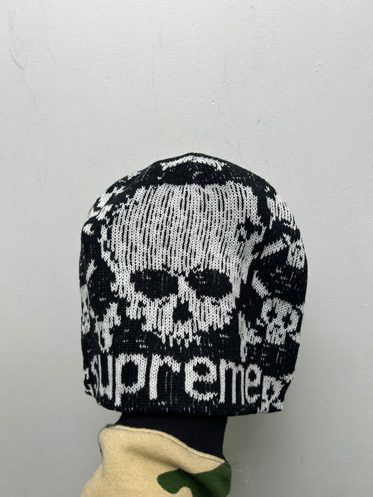 New Supreme Vanson Black Skull Beanie
