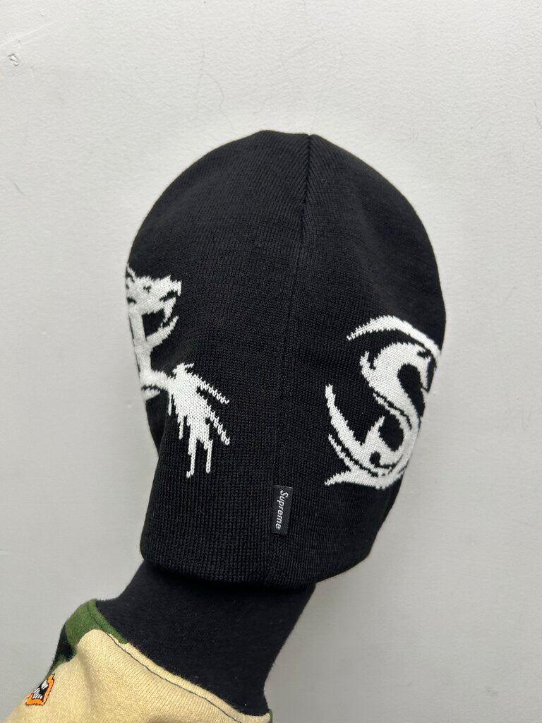 New Supreme Black White Spellout Dragon Beanie