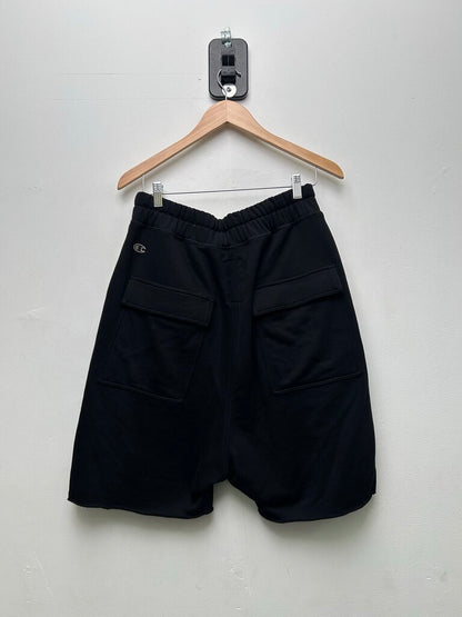 Preowned Rick Owens Black Champion Sweat Shorts Sz.Large