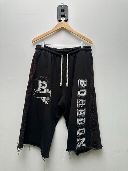 Preowned Boredom Kills Grey Black Red Out Of Ideas 3/4th Shorts Sz.XXL