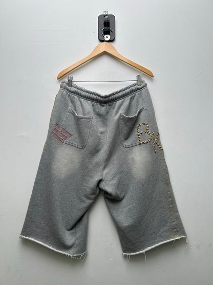 Preowned Boredom Kills Grey Blue Yellow Out Of Ideas 3/4th Shorts Sz.XXL