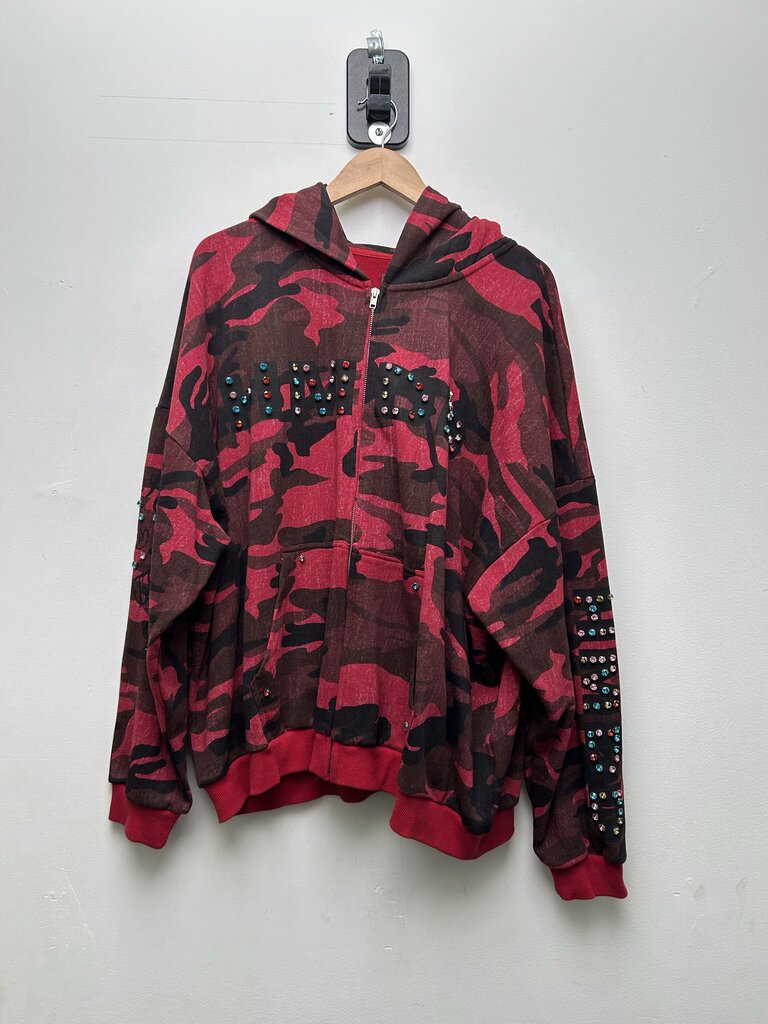 Preowned HMDD Red Black Camo Zip Up Sz.XL