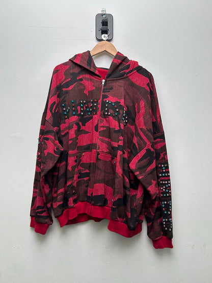 Preowned HMDD Red Black Camo Zip Up Sz.XL