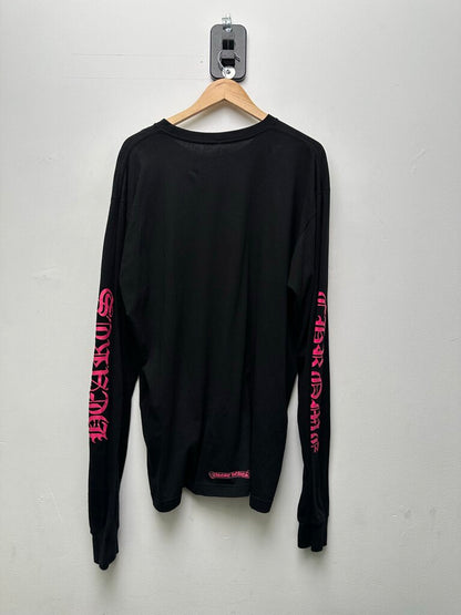 Preowned Chrome Hearts Pink Neck Logo Black Longsleeve sz.XXL