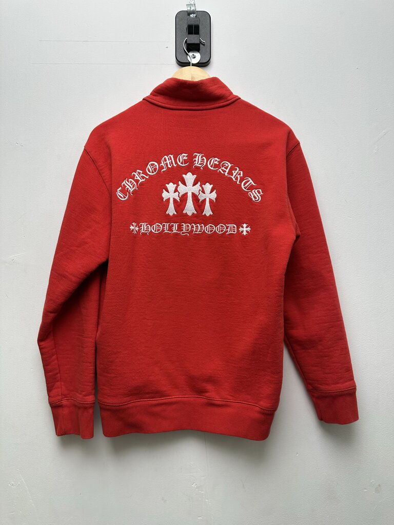 Preowned Chrome Hearts Red Cashmere Quarter Zip sz.M